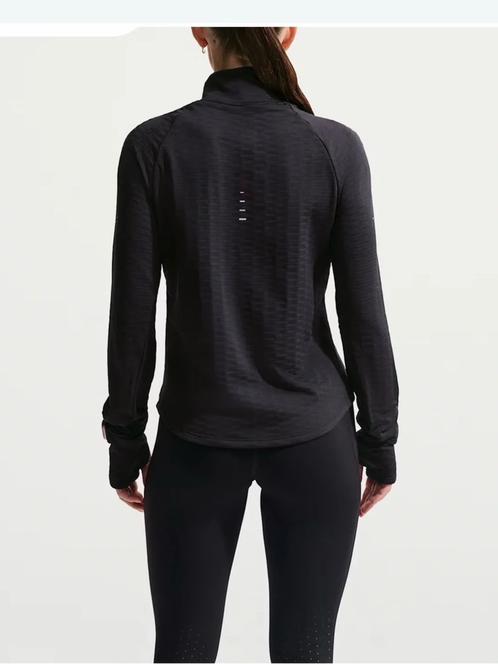 Nike Women's Black Long-Sleeve Funnel Neck Top with Swoosh